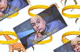 dr evil and livestrong wristbands on top of giraffes